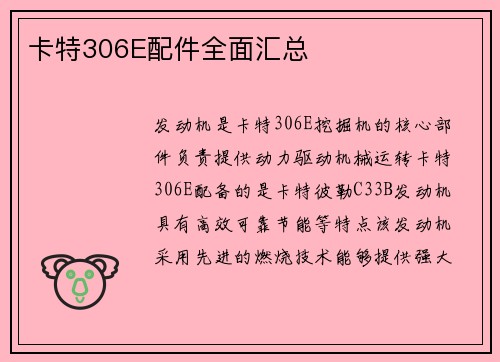卡特306E配件全面汇总